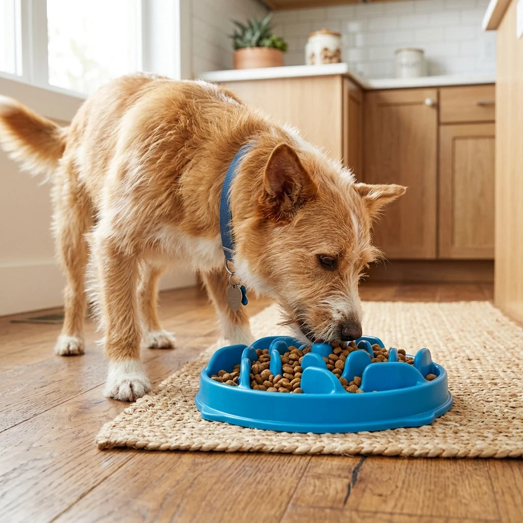 Slow Feeder Dog Bowl - Interactive Anti-Gulping Pet Bloat Stop Maze Bowl - Eco-Friendly Non-Toxic Puzzle Feeder for Healthy Eating