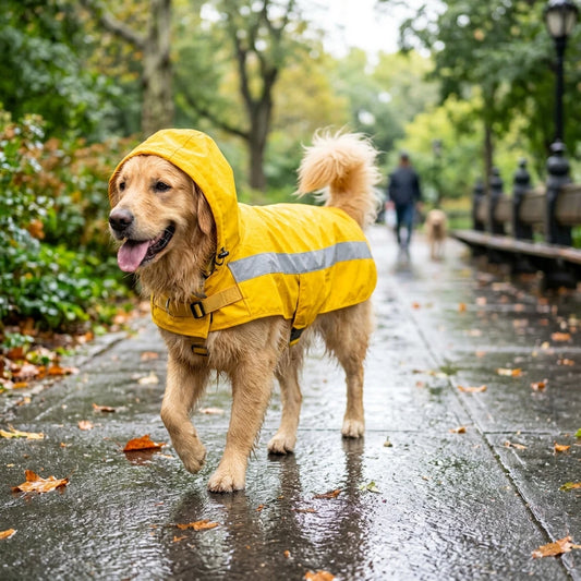 Waterproof Reflective Pet Raincoat - Lightweight Adjustable Hooded Dog Rain Jacket - High Visibility Poncho for Rainy Day Walks