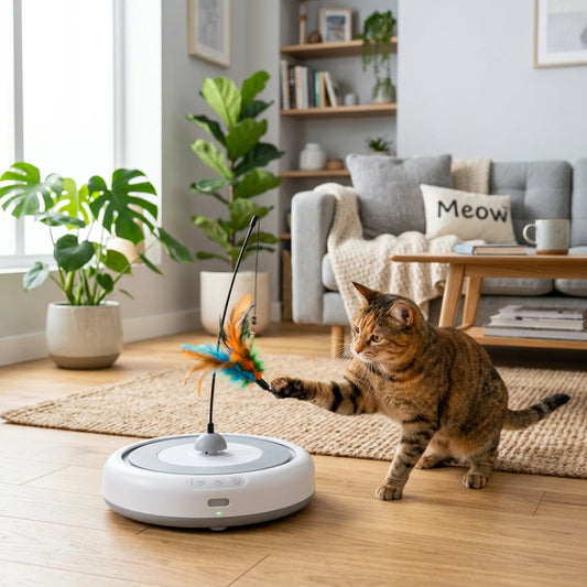 360° Rotating Interactive Cat Feather Toy - Automatic Robotic Electronic Pet Toy with 3 Modes & Auto-Off - Exercise Fun for Indoor Cats