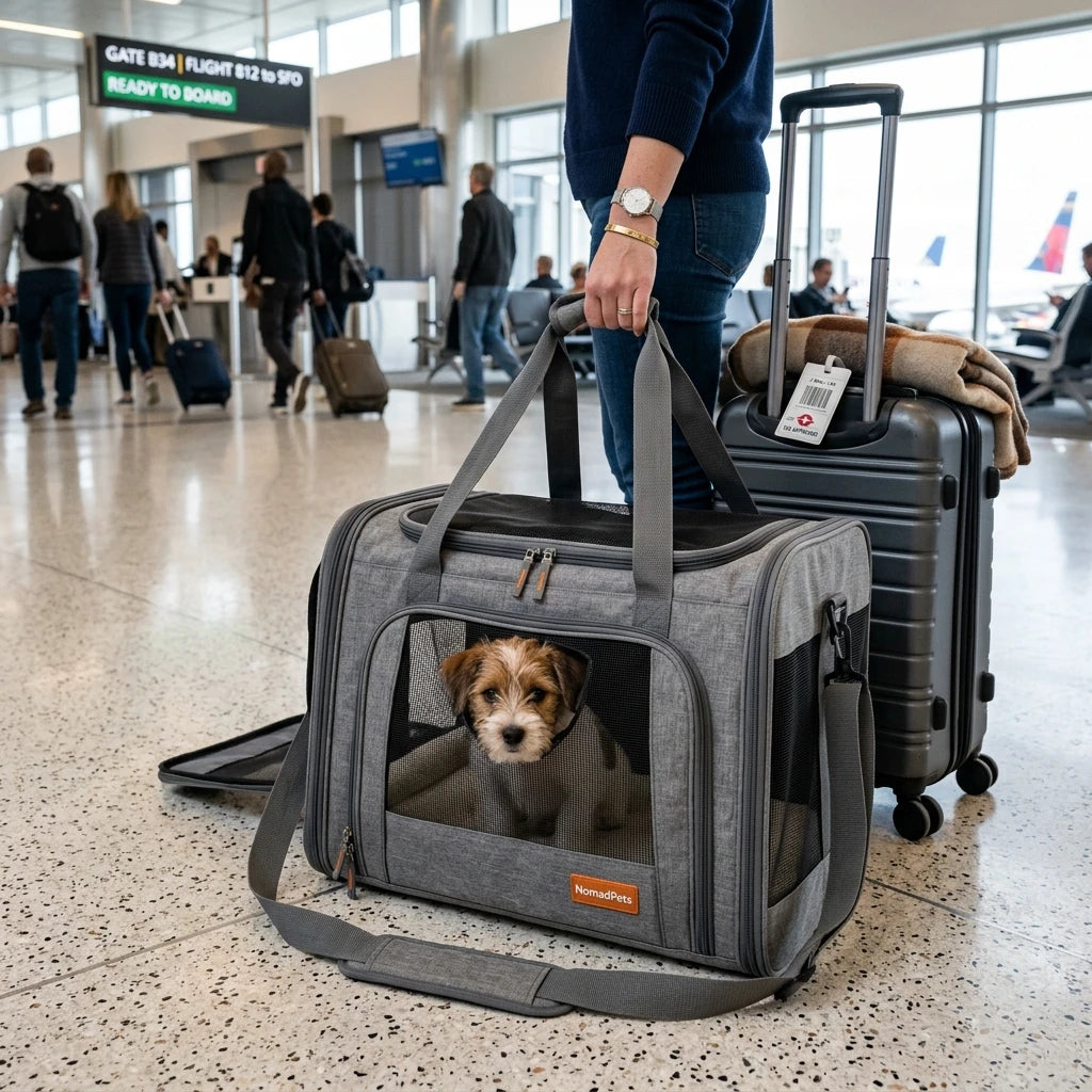 Airline Approved Expandable Pet Travel Carrier - Breathable Soft-Sided Dog/Cat Carrier with Padded Shoulder Strap - Collapsible Travel Bag